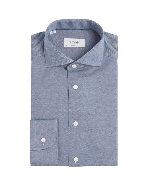 Eton of Sweden Blue Filo Di Scozia Melange Shirt for men