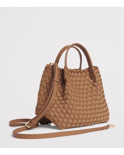 Harrods Brown Mini Neoprene Woven Tote Bag