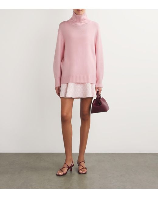 Maje Pink Wool-Blend Rollneck Sweater
