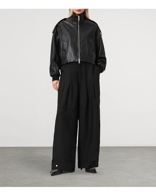 AllSaints Black Sherell Wide-Leg Trousers