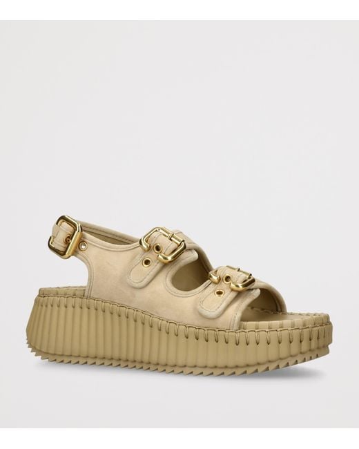 Chloé Natural Suede Nama Platform Sandals 60