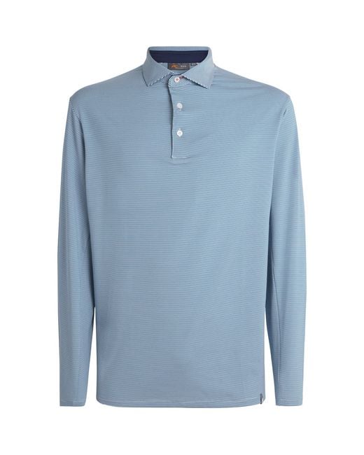 Kjus Blue Stripe Soren Long-Sleeve Polo Shirt for men