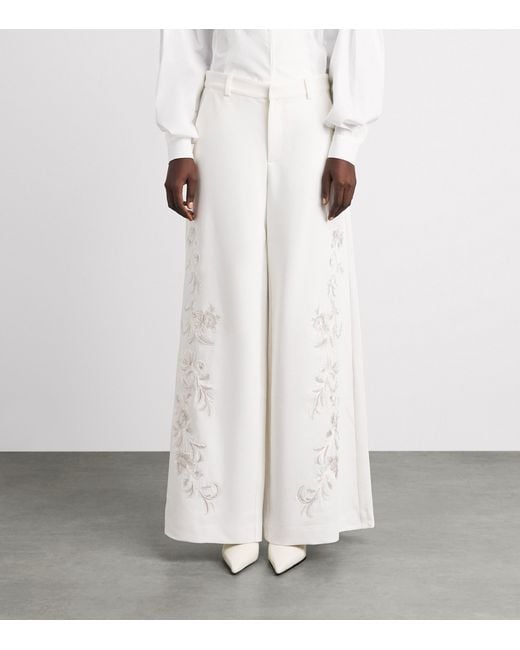 Cinq À Sept White Rococo Embroidered Roxane Trousers