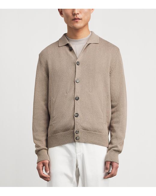 Eleventy Brown Cotton-Silk Cardigan for men