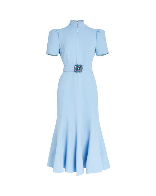 Andrew Gn Blue High-neck Midi Dress