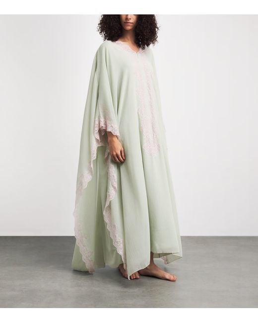 Bocan Green Silk Chiffon Amara Kaftan Maxi Dress