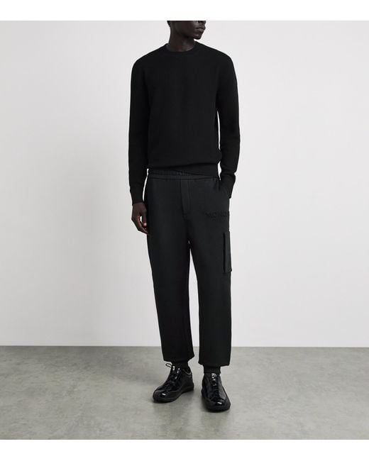 Moncler Black Cotton Logo Sweatpants for men