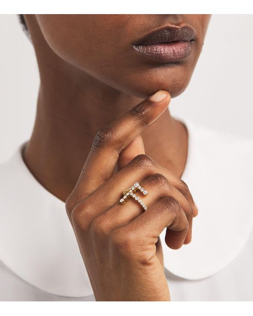 Sophie Bille Brahe Metallic And Diamond Ensemble 'F' Ring