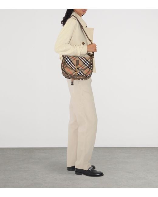 Burberry Metallic Small Canvas Check B Clip Messenger Bag