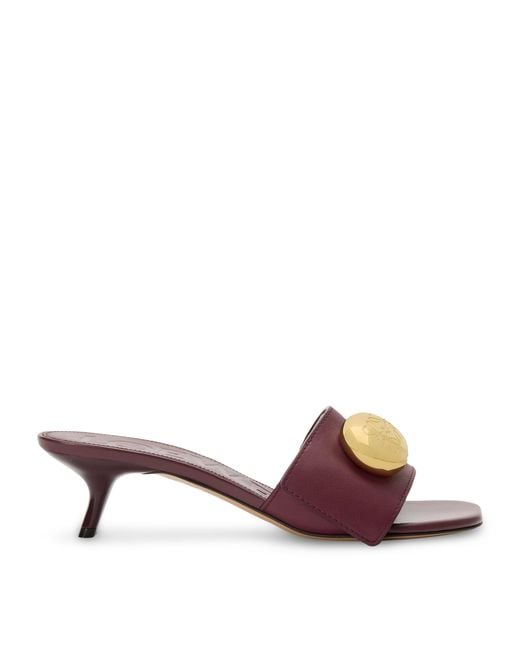 Loewe Purple Leather Pebble Heeled Mules 45