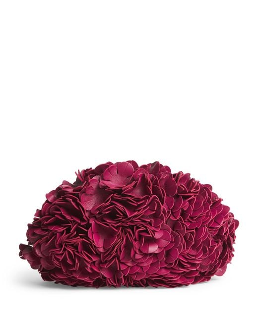 Chloé Red Leather Floral Plissé Shoulder Bag