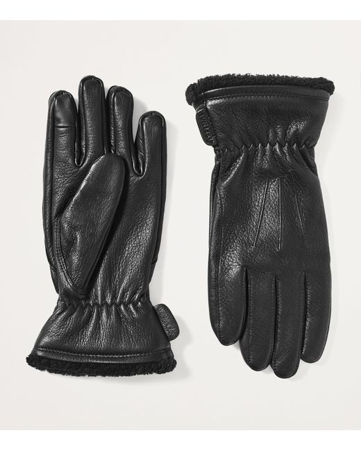 Aspinal Black Deerskin Gloves for men
