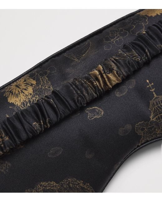 Derek Rose Black Silk Rose Jacquard Eye Mask for men