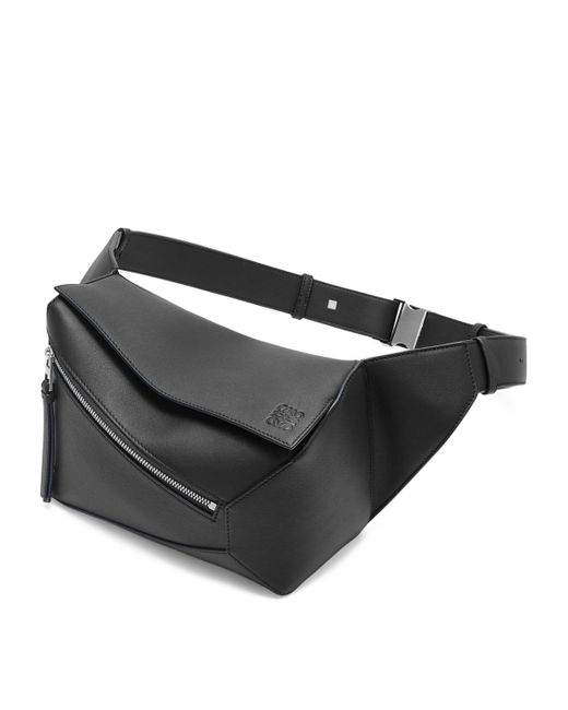 Loewe Black Leather Puzzle Belt Bag for men