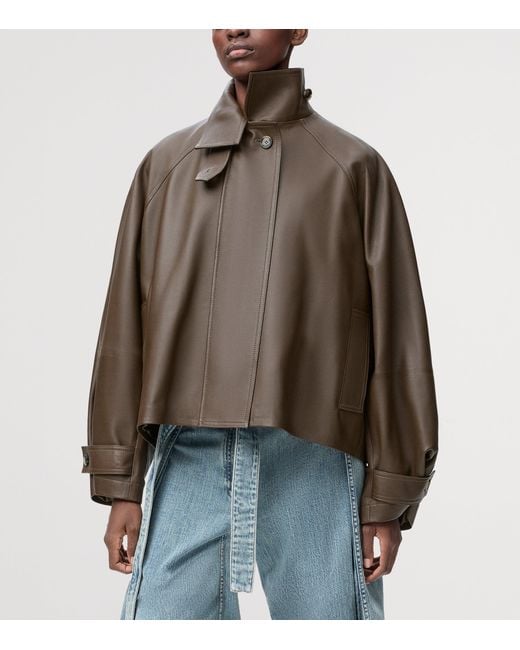 Loewe Brown Calfskin Funnel-Neck Jacket