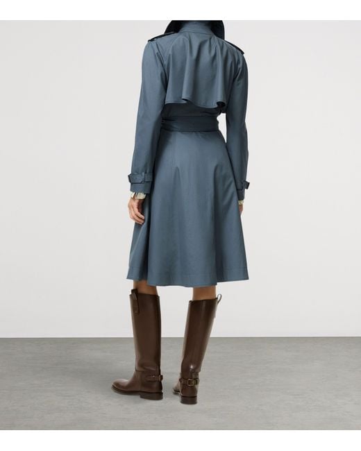 Burberry Blue Long Tropical Gabardine Pembury Trench Coat