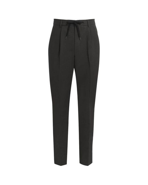 N.Peal Cashmere Black Linen Pleated Atrani Trousers for men