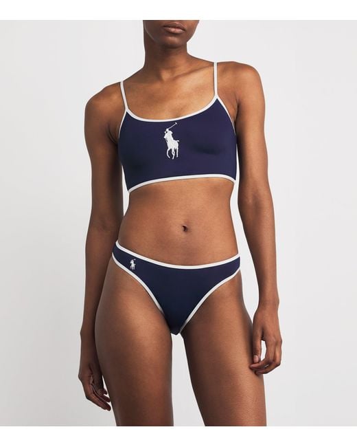 Polo Ralph Lauren Blue Polo Pony Two-Tone Bikini Bottoms