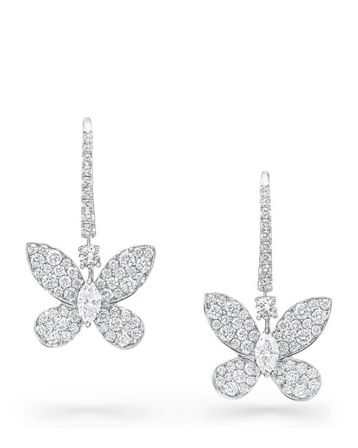 Graff White Gold And Diamond Pavé Butterfly Drop Earrings