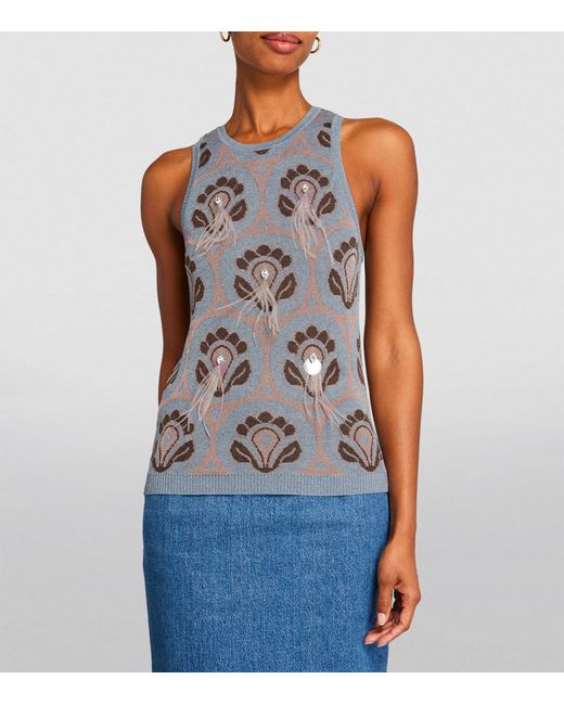 Etro Gray Embellished Knitted Top
