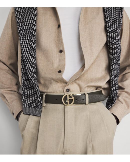 Giorgio Armani Men's Natural Palladium-Plated Ga Logo Belt Buckle