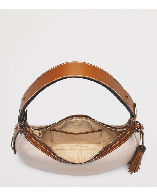 Aspinal Natural Small Leather Soho Crescent Shoulder Bag