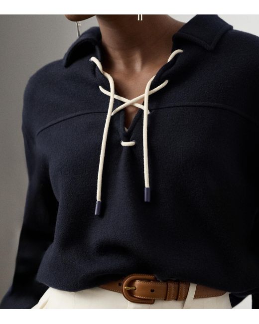 Ralph Lauren Blue Wool-Blend Gabardine Nell Jacket