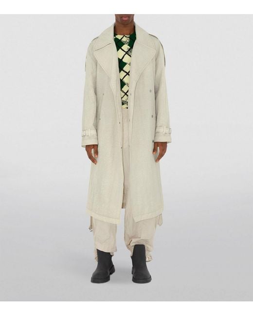 Burberry White Double-breasted Trench Coat for men