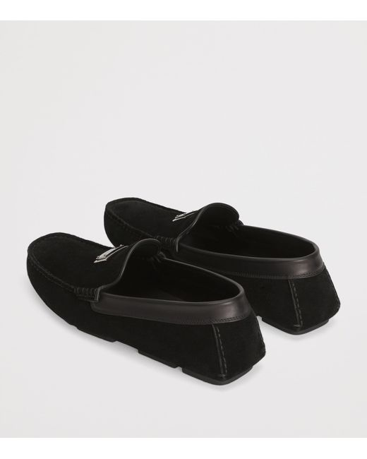 Dolce & Gabbana Black Split Calfskin Logo Plaque Driving Shoes for men