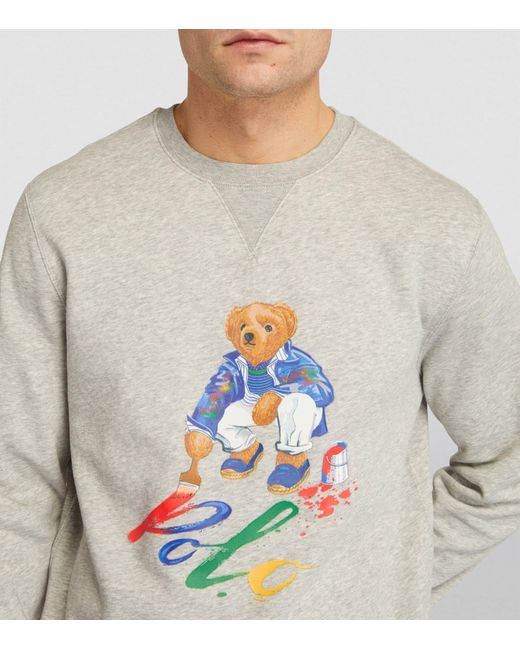 Polo Ralph Lauren Gray Cotton-blend Polo Bear Crew-neck Sweater for men