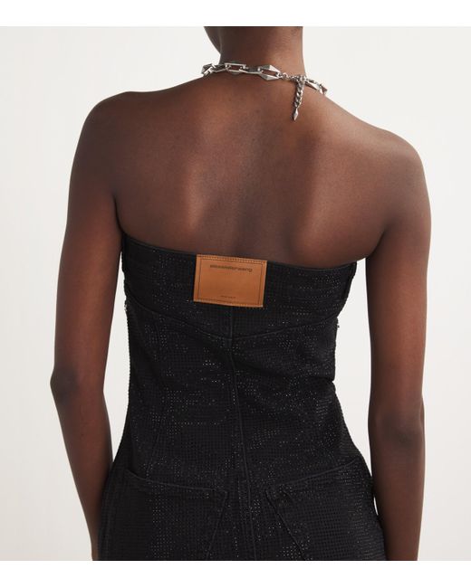 Alexander Wang Black Denim Crystal Mini Dress