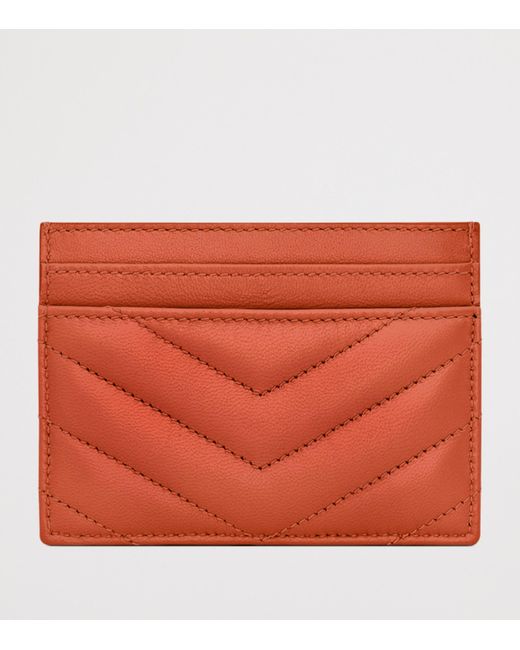 Saint Laurent Orange Leather Cassandre Card Holder
