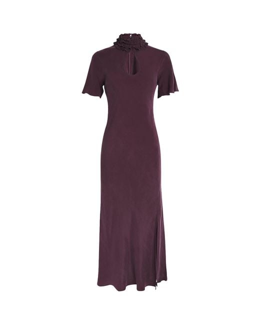 Claudie Pierlot Purple Teardrop-Detail Midi Dress