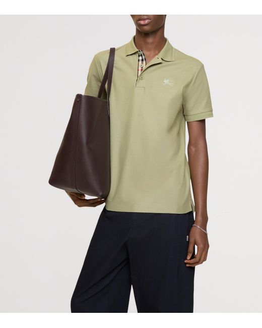 Burberry Green Cotton Ekd-Embroidered Polo Shirt for men