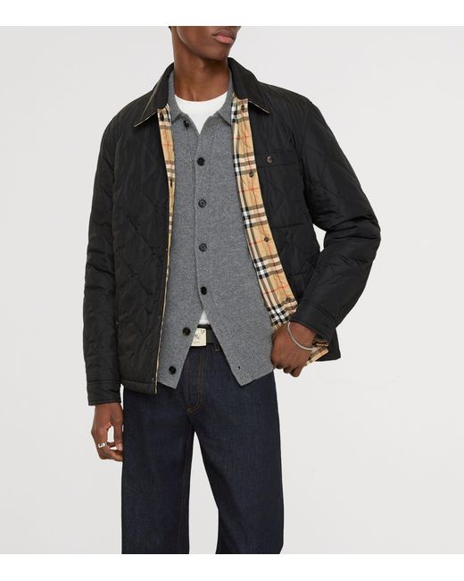 Burberry Black Quilted Reversible Check Overshirt for men