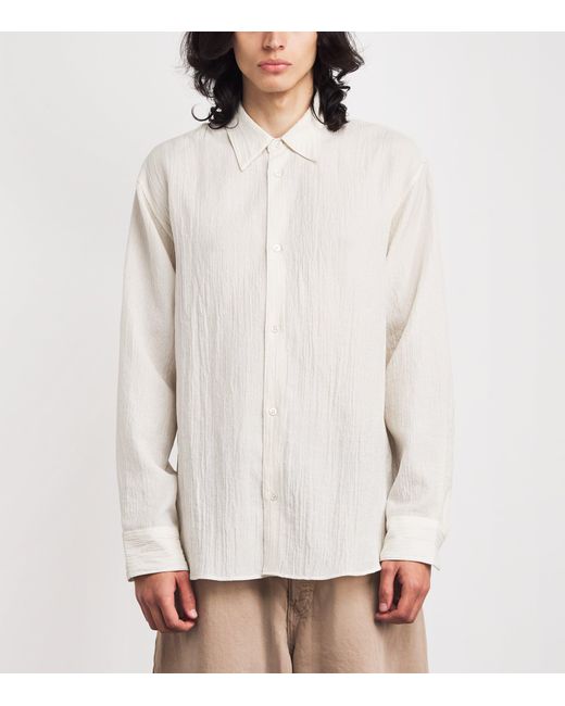 Studio Nicholson White Cotton-Blend Oversized View Shirt for men