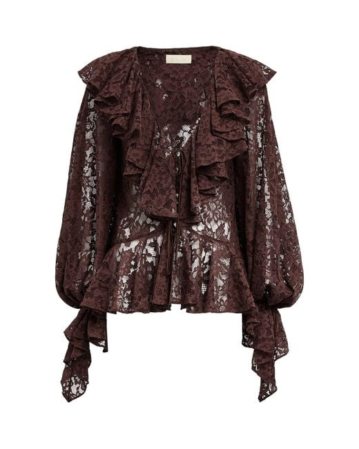 De La Vali Brown Lace Mija Blouse