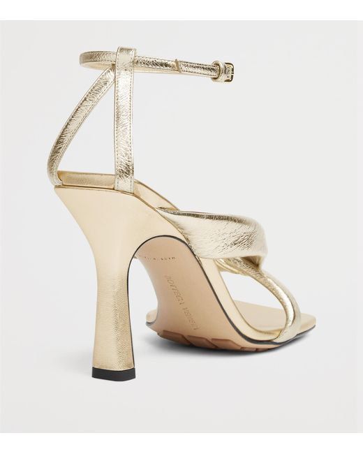 Bottega Veneta Metallic Lambskin Riva Heeled Sandals 90