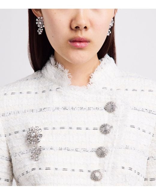 Self-Portrait Natural Crystal-Embellished Floral Drop Earrings