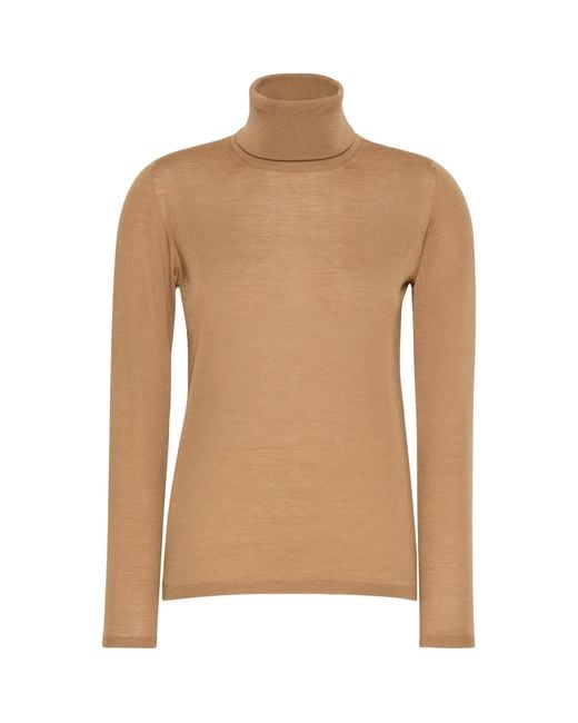 Max Mara Brown Virgin Wool Rollneck Sweater
