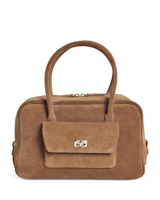 Sandro Brown Suede Ezmeh Shoulder Bag