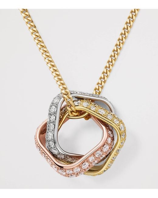 Cartier Metallic Mixed And Diamond Trinity Box Necklace