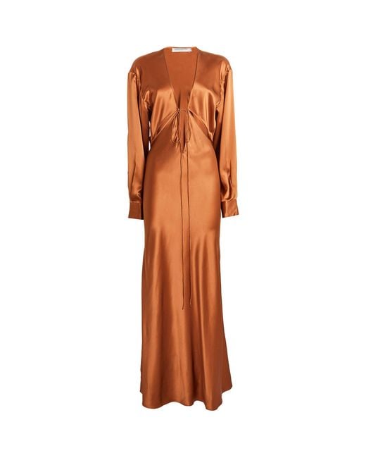 Christopher Esber Orange Silk Maxi Dress