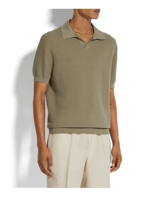 Zegna Green Premium Cotton Polo Shirt for men
