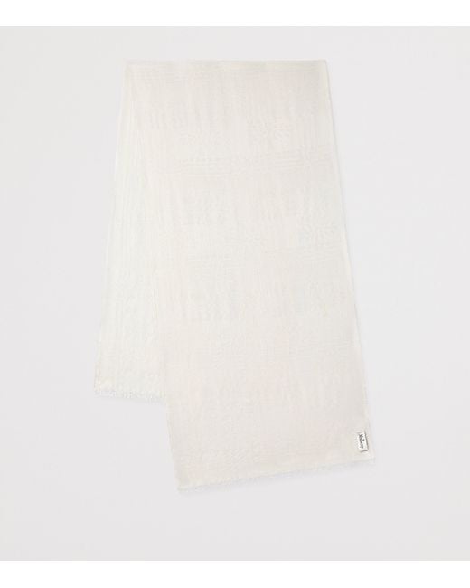 Mulberry White Wool-Silk Jacquard Scarf