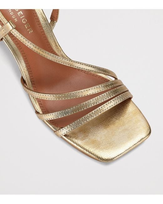 Kurt Geiger Natural Leather Embellished Annabel Heeled Sandals 90