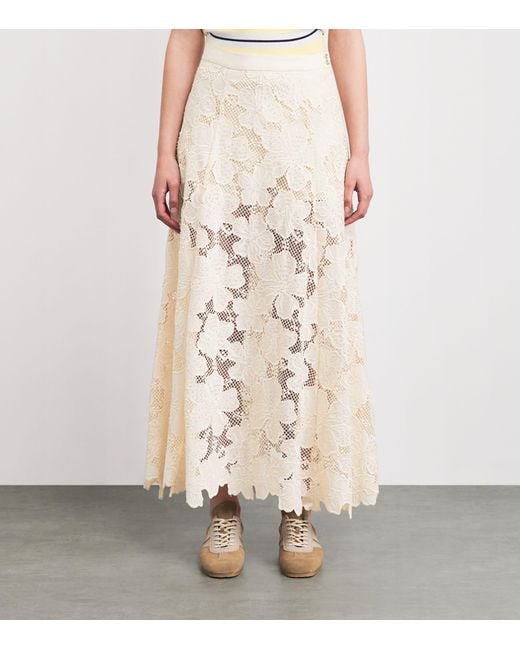 Sandro White Guipure Lace Maxi Skirt
