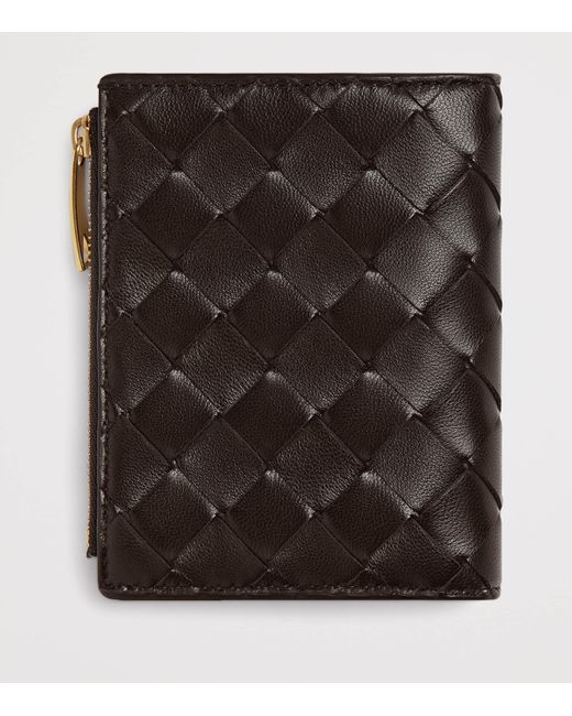 Bottega Veneta Black Leather Intrecciato Bifold Card Holder