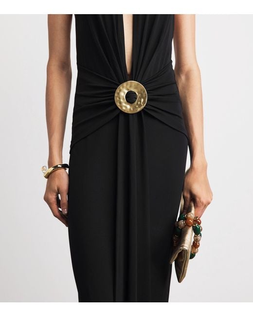 Cult Gaia Black Plunge-Neck Chii Maxi Dress