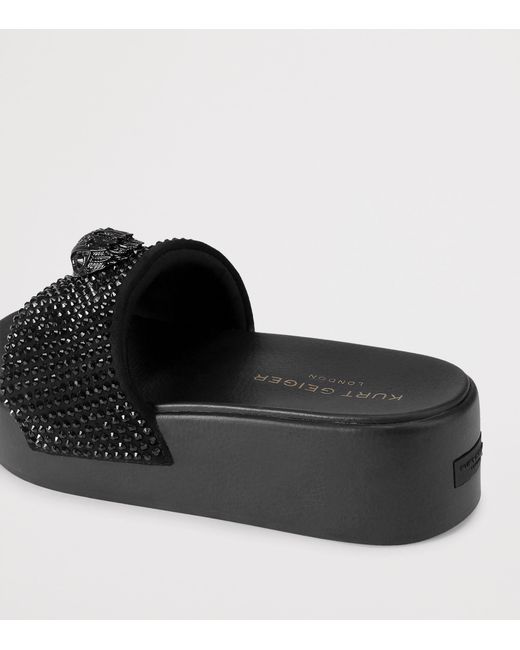 Kurt Geiger Black Meena Eagle Platform Slides